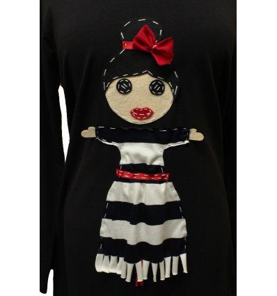 Tunika A kroja crna sa lutkicom - Mornarska 2