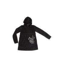 Plišana crna tunika sa kapuljačom