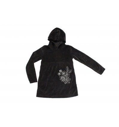 Djevojčice - Tunike - Plišana crna tunika sa kapuljačom
