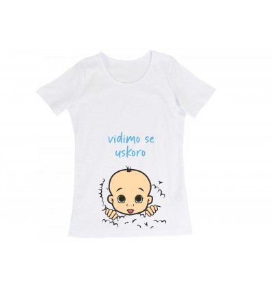 Majica bijela za trudnice - Vidimo se uskoro