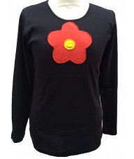 Majica dugih rukava crna Flower