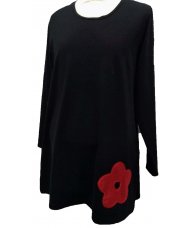 Tunika crna dugih rukava - Cvjetic