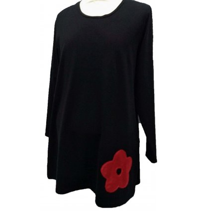 Žene - Tunike i haljine - Tunika crna dugih rukava - Cvjetić
