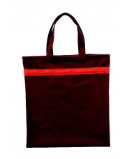 Platnena traper torba - bordo sa crvenom čipkom