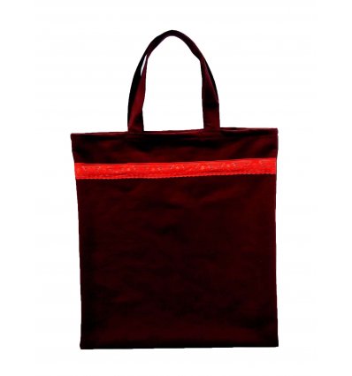 Platnena traper torba - bordo sa crvenom čipkom