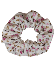 Scrunchie gumica za kosu bijela sa cvjetićima
