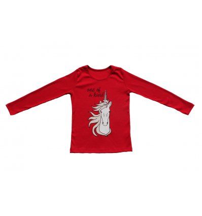Djevojčice - Majice dugih rukava - Majica uska crvena - Jednorog